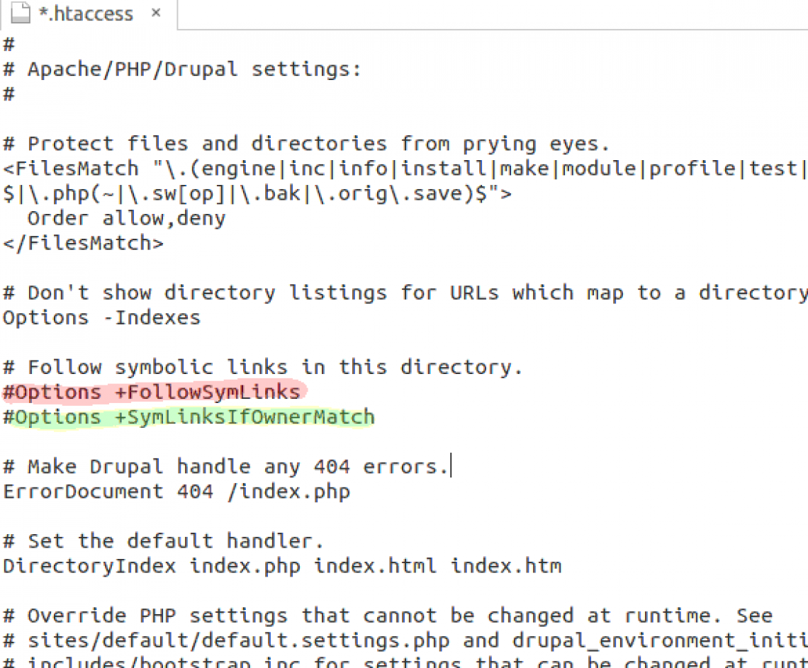 .htaccess: FollowSymlinks vs SymLinksIfOwne bei Drupal